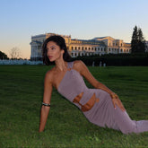Freya Fabric Purple One Shoulder Cut Out Maxi Dress