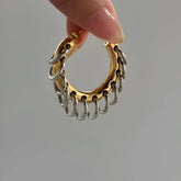 Chain Cascade Two Tone Hoop Earrings by Freya Fabric