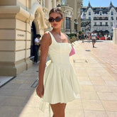 Freya Fabric Ivory Square Neck Bow Back Mini Dress