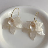 Gardenia Flower Petal Hoop Earrings by Freya Fabric