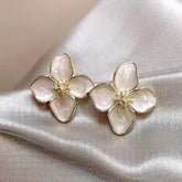 Enamel Floral Gold Trim Stud Earrings by Freya Fabric