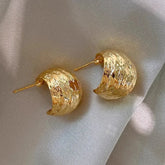 Lunar Glow Gold Hammered Dome Stud Earrings by Freya Fabric