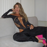 Freya Fabric Black Rhinestone Off Shoulder Lace Up Bodysuit
