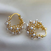 Pearl Hedgehog Cluster Hoop Earrings by Freya Fabric
