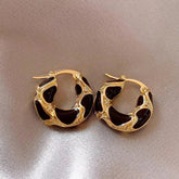 Royal Enamel Gold Chunky Hoop Earrings by Freya Fabric