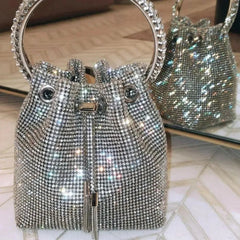 Full Crystal Diamond Mesh Bucket Evening Bag by Freya Fabric