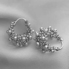Pearl Hedgehog Cluster Hoop Earrings by Freya Fabric