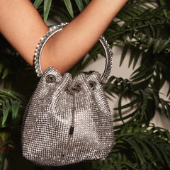 Full Crystal Diamond Mesh Bucket Evening Bag by Freya Fabric