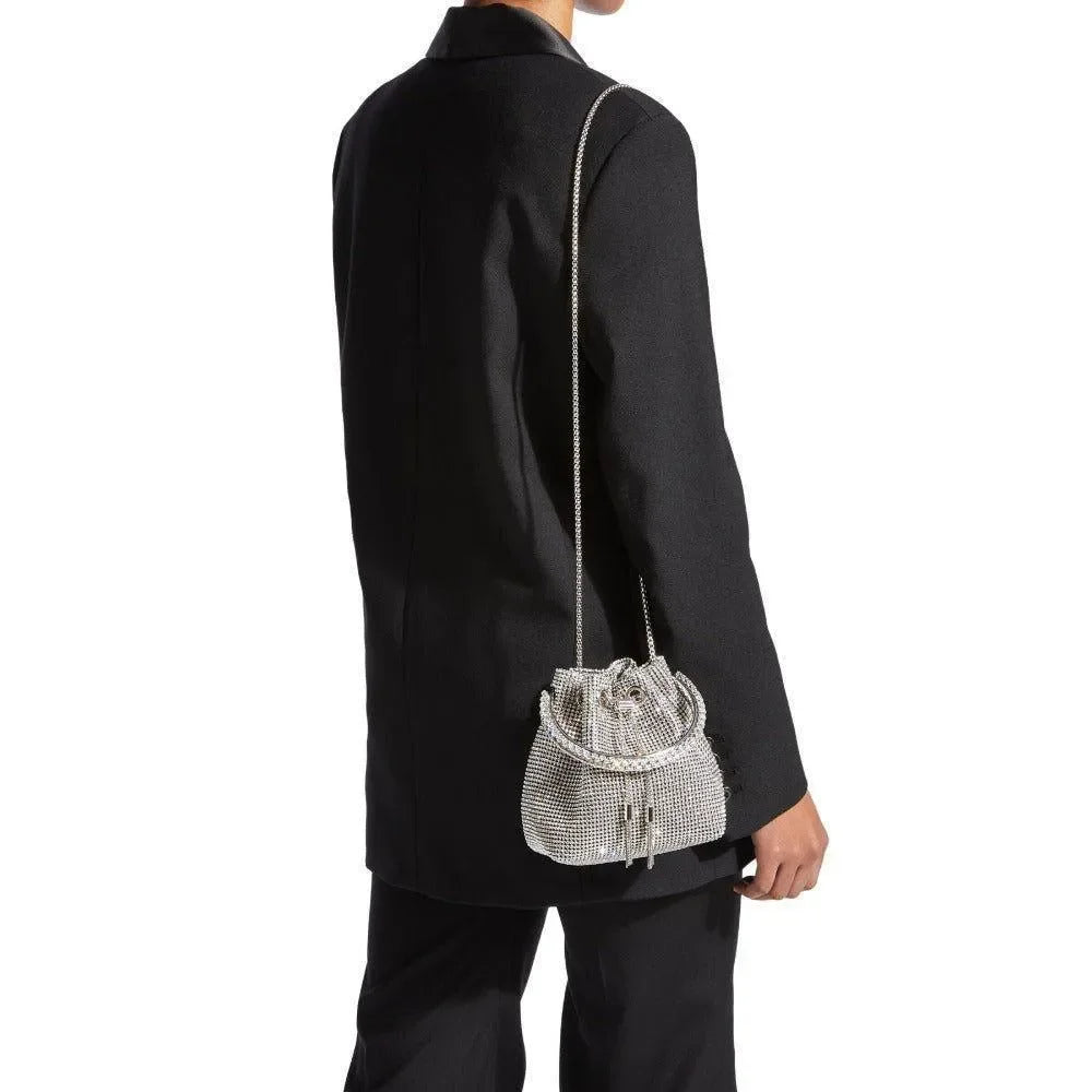 Full Crystal Diamond Mesh Bucket Evening Bag by Freya Fabric