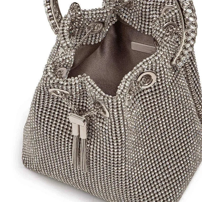 Full Crystal Diamond Mesh Bucket Evening Bag by Freya Fabric