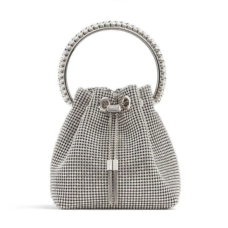 Full Crystal Diamond Mesh Bucket Evening Bag by Freya Fabric