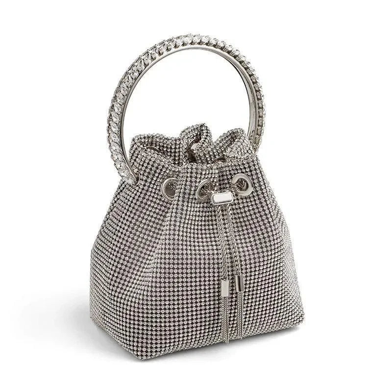 Full Crystal Diamond Mesh Bucket Evening Bag by Freya Fabric